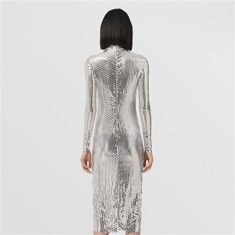 burberry metallic paillette-embellished mesh dress|Burberry Silver Thalia Metallic Paillette.